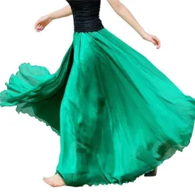 5 Sizes, XS-XL, 18 colors, High Waist Long Chiffon Skirt with  Ruffles Hem