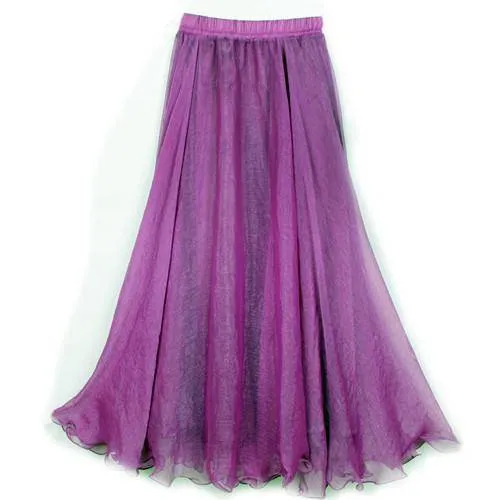 5 Sizes, XS-XL, 18 colors, High Waist Long Chiffon Skirt with  Ruffles Hem