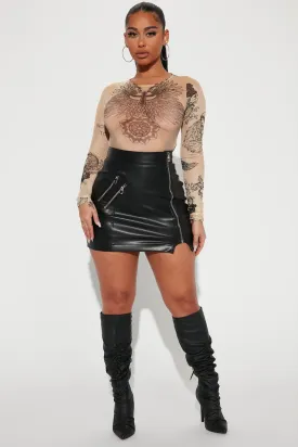 A Real Rider Faux Leather Mini Skirt - Black