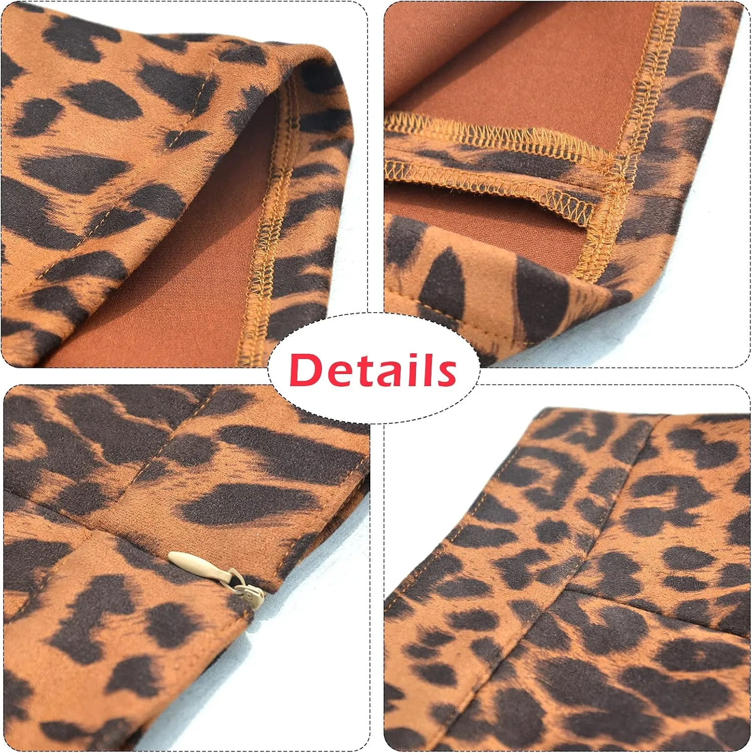Aivtalk Women's Faux Leather Leopard Skirt Split A Line Bodycon Mini Pencil Skirt