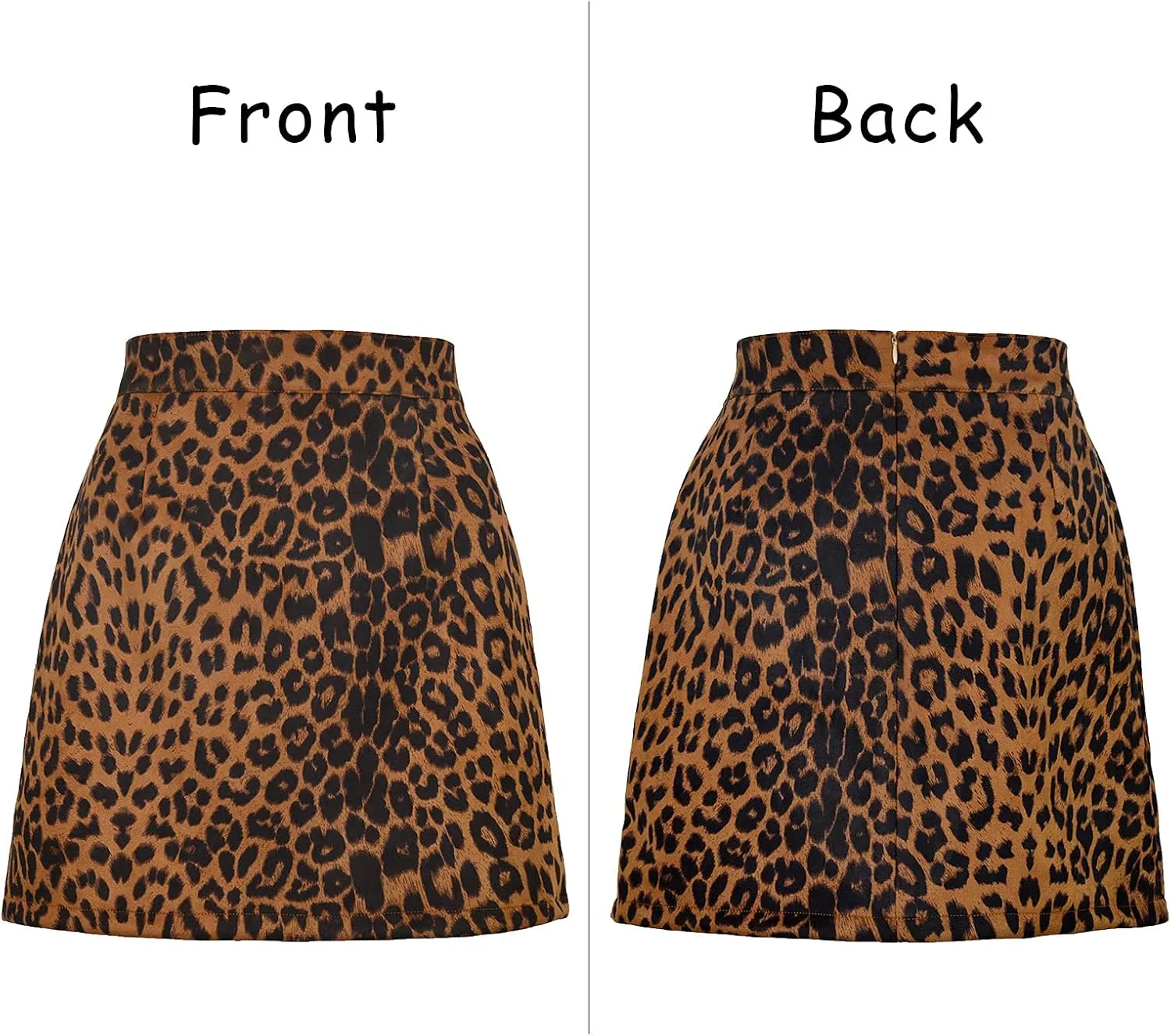 Aivtalk Women's Faux Leather Leopard Skirt Split A Line Bodycon Mini Pencil Skirt