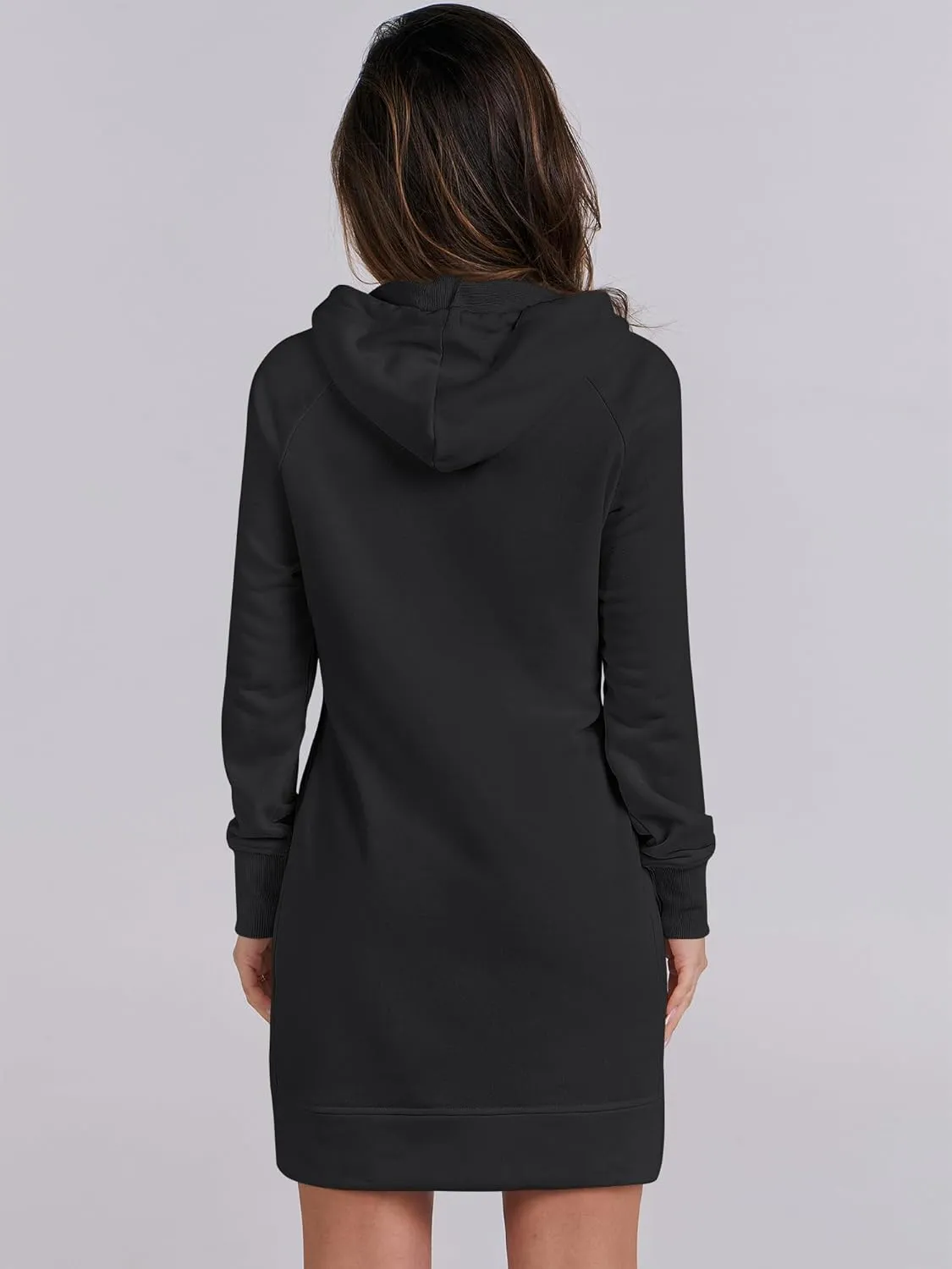 ANRABESS Womens Sweatshirt Dress Long Sleeve Hoodies Mini Dresses Fleece Casual Hoodie with Pockets 2024 Fall Fashion