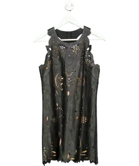 Anthropologie Black Sleeveless Faux Leather Cutout Mini Dress UK XS