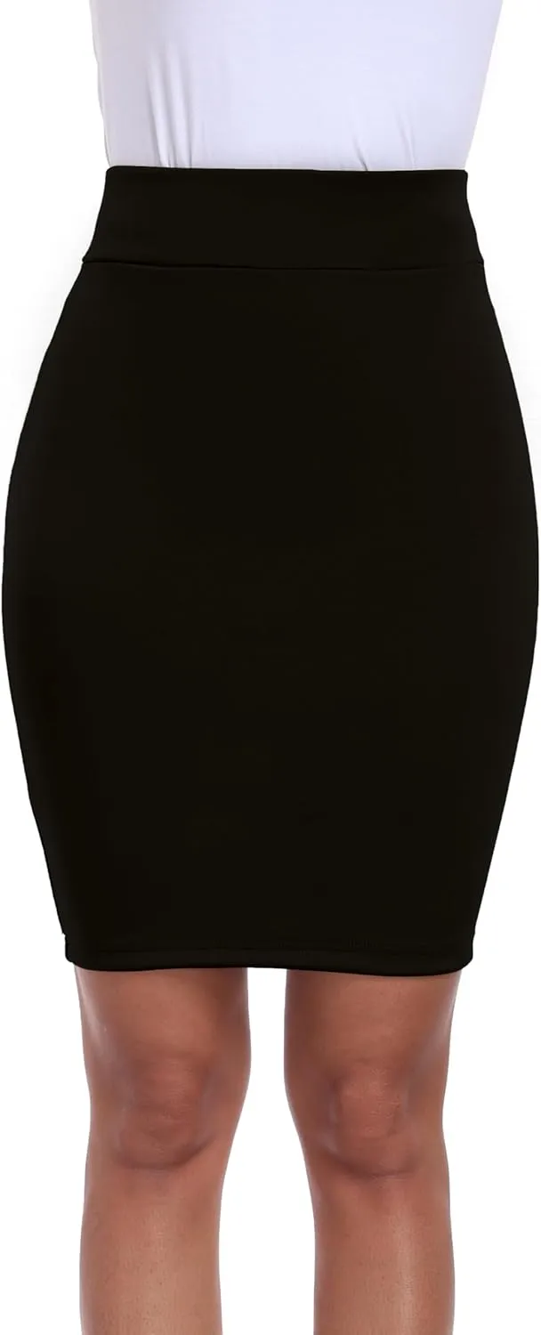 Cheapestbuy Women's Basic Mini Skirts High Waisted Pencil Suit Skirt Stretch Bodycon Skirt for Business Casual
