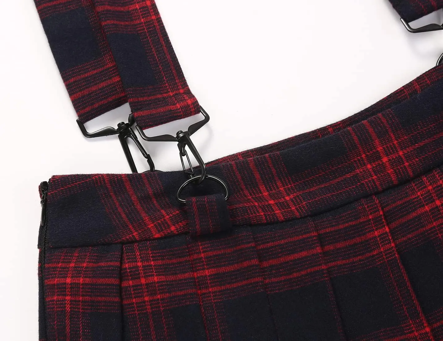 chouyatou Women's Cool Sweet A-Line Decorative Strap Plaid Pleated Mini Skirt