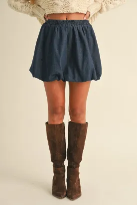 Denim Balloon Bubble Mini Skirt