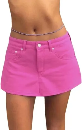 EMMIOL Jean Skirts for Women Sexy Mid Waist Sexy Mini Dress 2025 Trendy Y2k Clothes Denim Skirt