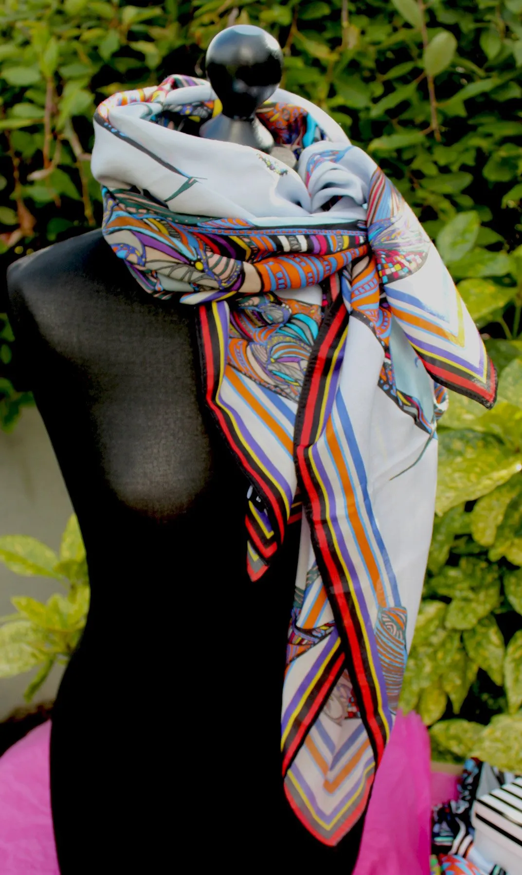 'Fishing Bird Spell' on Cotton/Silk Scarf