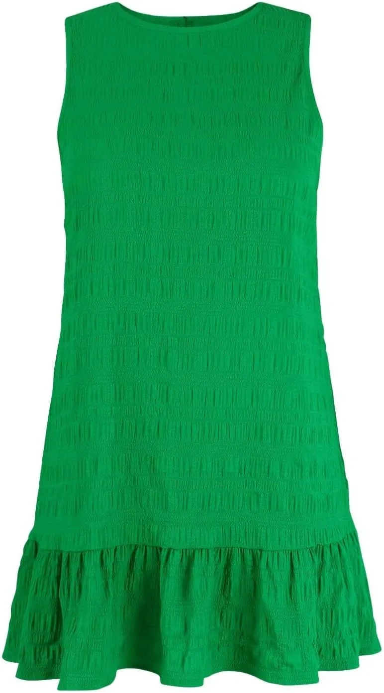 Flowy Summer Dresses for Women Sleeveless Crew Neck Boho Dresses Loose Ruched A Line Maternity Sun Dress Short Dress
