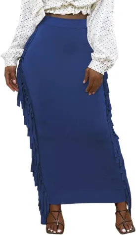 GOLDSTITCH Women's High Waist Slim Bodycon Tassels Long Maxi Pencil Skirts