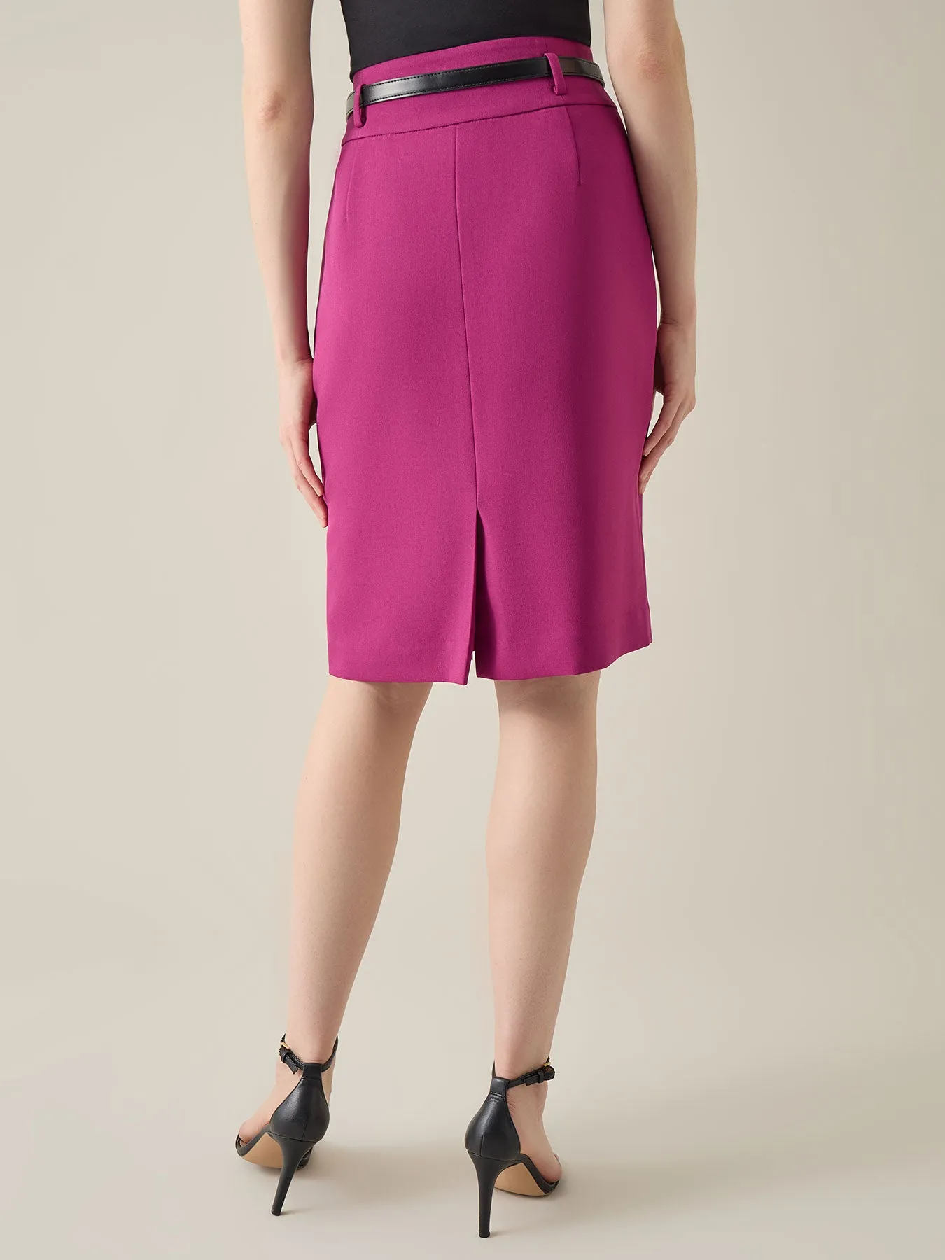 High-Rise Belted Skirt, Iconic Stretch Crepe