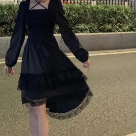 Lace    Dress Kawaii Academia Y2K Cottagecore Coquette Fairycore Dollette Princesscore