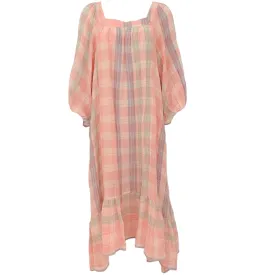 Lisa Marie Fernandez Pink Multi Madras Plaid Laure Dress
