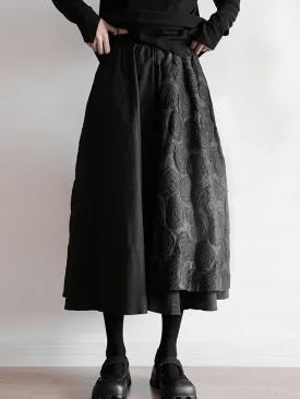 Original Cool A-Line Loose Split-Joint Jacquard Solid Color Skirts Bottoms