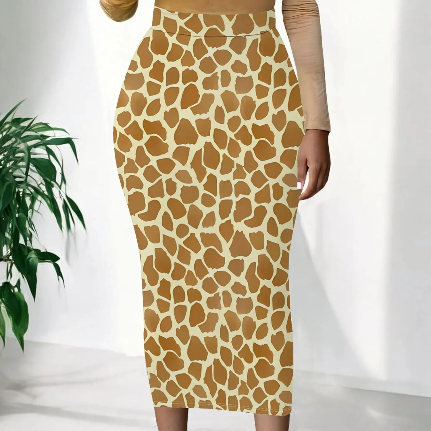 Pencil Skirts for Women Basic Midi High Waist Stretch Work Office Ruched Bodycon Knee Length Business Casual