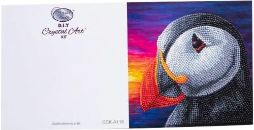 "Puffin Sunset" Crystal Art Card by Rachel Froud 18x18cm