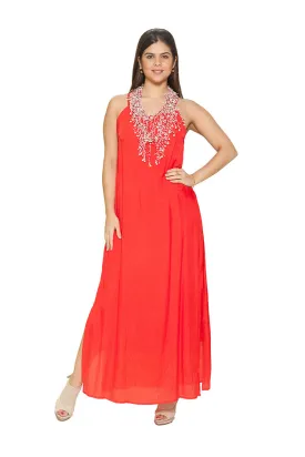 S - Coral spaghetti dress