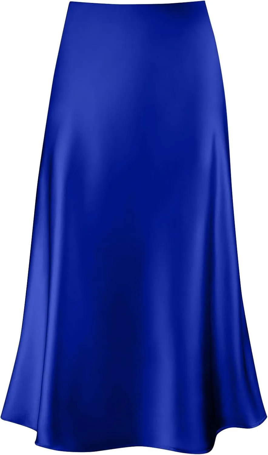 Satin Skirts for Women Summer Casual Flowy Silk High Waisted Modest Flared Ruffle Work Cocktail A Line Midi Skirts