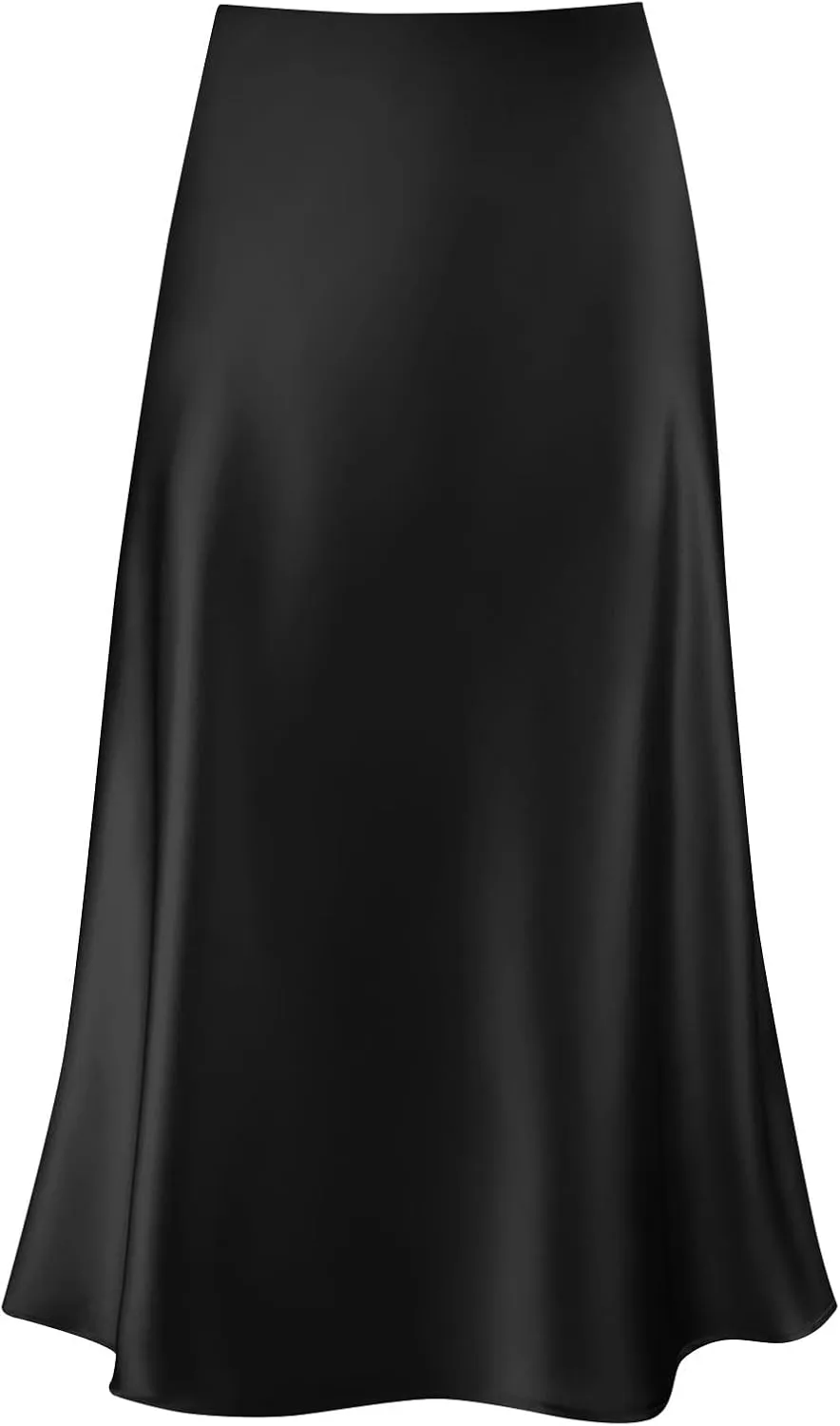 Satin Skirts for Women Summer Casual Flowy Silk High Waisted Modest Flared Ruffle Work Cocktail A Line Midi Skirts
