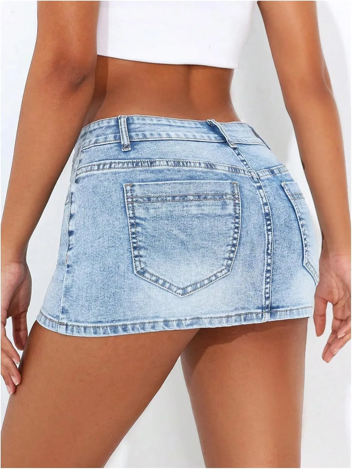 SOLY HUX Women's Summer Denim Skirt Casual Going Out Bodycon Mini Jean Skirts with Pockets