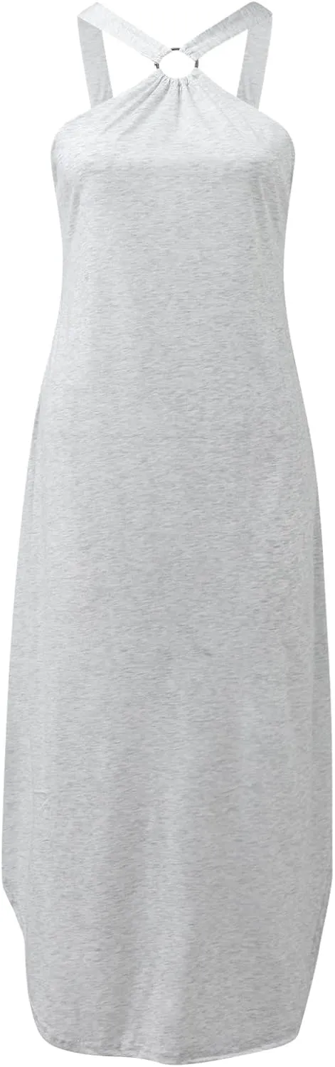 Summer Maxi Dresses for Women 2025 Sexy Sleeveless Maxi Dress Open Back Tank Pencil Dresses Casual Slimming Sundress