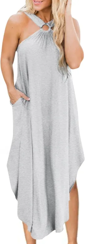 Summer Maxi Dresses for Women 2025 Sexy Sleeveless Maxi Dress Open Back Tank Pencil Dresses Casual Slimming Sundress