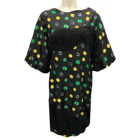 Undercover Black / Yellow / Green Printed Lurex Detail Silk Dress