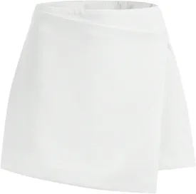 WDIRARA Women's Casual Wrap Mini Skirt High Waist Asymmetrical Hem A Line Skirts