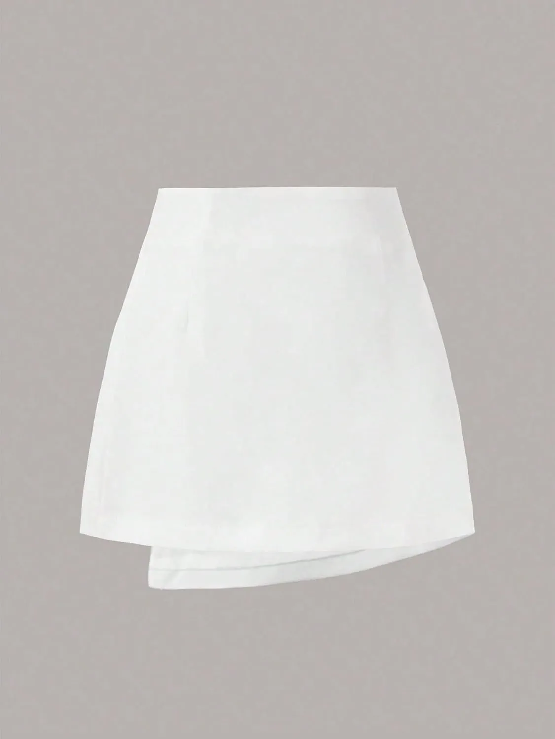 WDIRARA Women's Casual Wrap Mini Skirt High Waist Asymmetrical Hem A Line Skirts