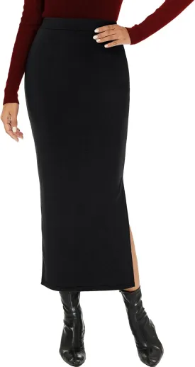 Women Spring Long Pencil Slit Tummy Control Elastic High Waist Bodycon Casual Skirts