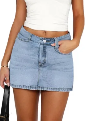 Women's 2025 Y2K Denim Mini Skirt Casual Mid Waist Stretchy Sexy Bodycon Short Jean Skirts for Women Club Party