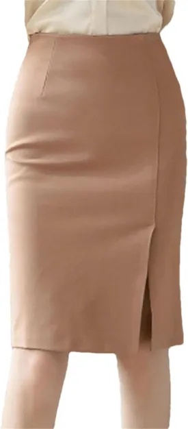 Women's High Waist Pencil Skirt  All-Match Slim Fit Vintage Casual Work Skirt with Slit Bodycon Midi Skirts Office